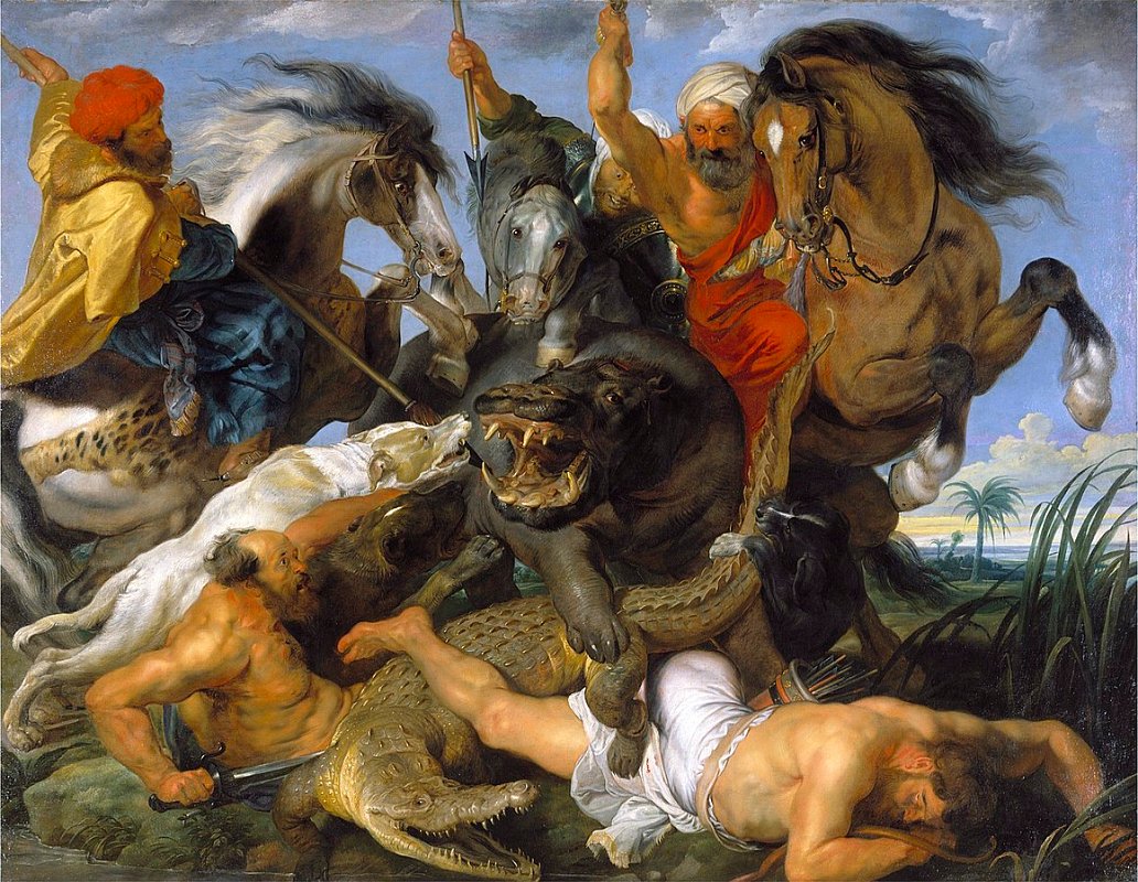 P._P. Rubens, Jagd auf Nilpferd und Krokodil, 1615, Alte Pinakothek Muenchen