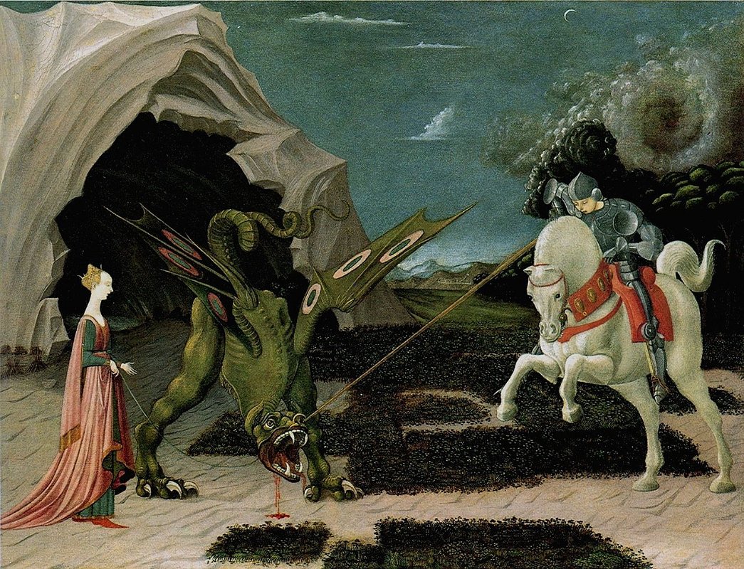 Paolo Uccello, der Heilige  Georg im Kampf mit dem Drachen, 1456, National Galerie London