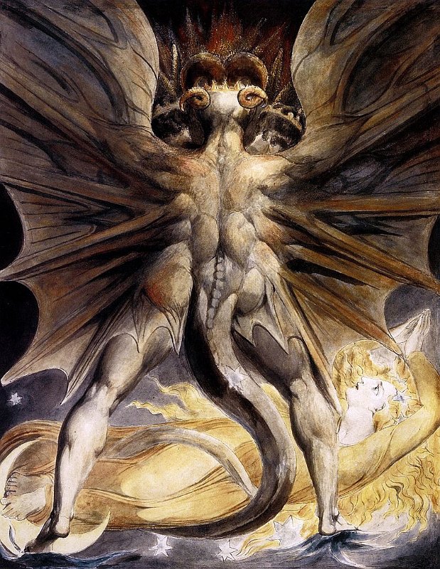 W.Blake, 1803 Mondsichelmadonna und der rote Drache, nach der  Offenbarung des Johannes